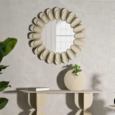 Immagine prodotto di Dagatiza - Specchio, 85x6h cm Beige, Cornice Effetto Pietra