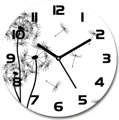 Produktbild von Wanduhr aus Glas 30fi Glasbild Glasuhr Gehärtetes Glas - schwarze-zeiger - dandelions