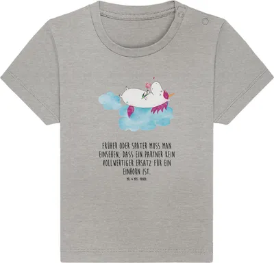 Produktbild von Mr. & Mrs. Panda  T-Shirt Einhorn Verliebt 24. - 36. Monat - Heather Grey - Geschenk, Einhörner, Kleinkind, Unicorn, Shirt, Babyshirt, Baby, Freundin, Liebe