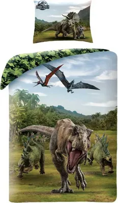 Produktbild von Jurassic World - Bettwäsche-Set, Baumwolle AG2099 (Einzelbett) (Grün/Blau/Schwarz)