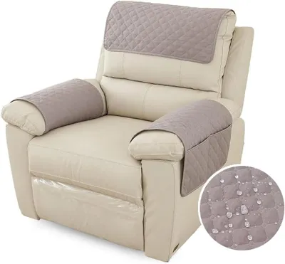 Imagen del producto de Funda para reposabrazos y reposacabezas, impermeable, con bolsillo lateral, de 57 x 38 cm, para sillones individuales