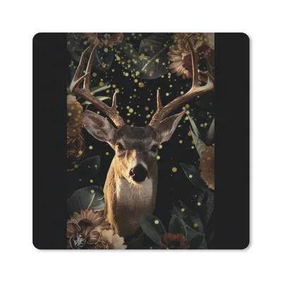 Produktbild von MuchoWow® Mauspad Mousepad Hirsche - Tiere - Licht - Blumen 20x20 cm - Mousepads - Maus Mat - Pad - Mausunterlage - Desk Mat - Bureauartikeln