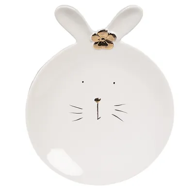 Produktbild von Clayre & Eef Frühstücksteller Kaninchen Ø 15 cm Weiß Keramik