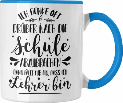 Produktbild von Trendation - Lehrer Tasse Spruch Geschenk Kaffeetasse Geschenkidee für Deutschlehrer, Englischlehrer, Mathelehrer, Klassenlehrer (Blau)