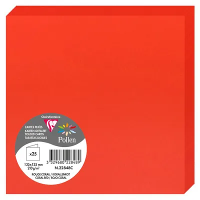 Produktbild von Clairefontaine 22848C, Standard-Grußkarte, Rot, 210 g/m², 135 mm, 135 mm, Frankreich