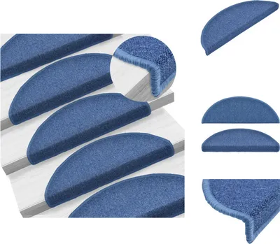 Immagine prodotto di vidaXL 15 pezzi Tappetini per scale blu 65 x 24 x 4 cm - Tappetini per gradini