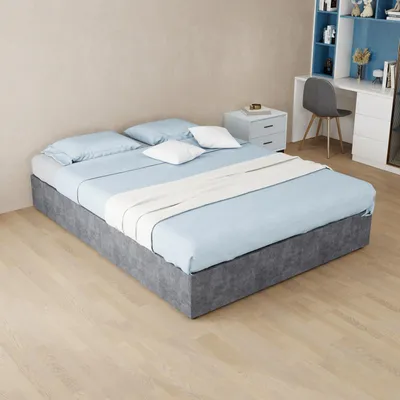 Produktbild von Zerbaco Polsterbett Doppelbett 140x200 cm mit Gaslift Stauraumbett grau ohne Matratze