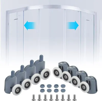 Produktbild von 8 Stück Schiebetürrollen aus Edelstahl + ABS, 23 mm, Duschtürrollen, rostfreie Rollen, robuste Duschabtrennung, langlebig für Kabine, Badezimmer, Glastür