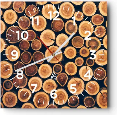 Produktbild von Wanduhr - Quadrat - Glasuhr - Knoten Baum Stamm - 40x40cm - Schleichendes Uhrwerk - Lautlos - zum Aufhängen bereit - Dekoration Modern - Wanddekoration aus Glas - C4AC40x40-3974