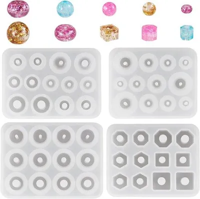 Produktbild von Silikonformen für UV-Epoxy-Resin-Kunstwerke - Runde und Quadratische Formen - 4er Set - für DIY-Schmuck und Accessoires