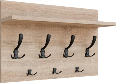 Obrázok produktu pre Loft vešiak na kabáty, 50 cm, dub Somona, 7 háčikov, čierny, moderný, na oblečenie