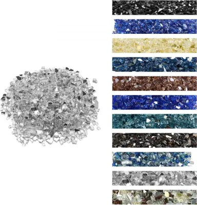 Immagine prodotto di Vetro da fuoco 4,5 kg - Rocce di vetro 12,7 mm - Vetro per caminetto - Pietre di vetro decorative - Nero - Pietre decorative per caminetto