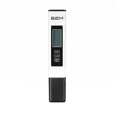 A digital water tester is shown against a white background.