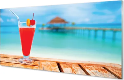 Produktbild von Glasbilder 140x70 Wandkunst Cocktail durch das Meer