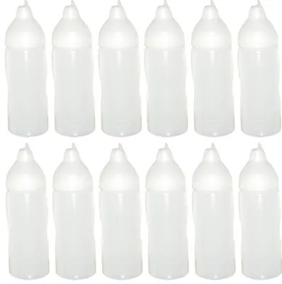Produktbild von 12 transparente Quetschflaschen 350 ml tropffrei Ketchupflaschen Senfflasche Mayonaiseflasche