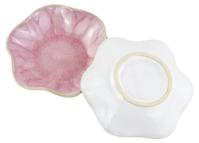 Keramik Lotusblatt Schale 10 cm, Rosa, für Futter & Deko