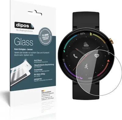 Produktbild von 2x Schutzfolie für Amazfit Verge 2 - Anti-Shock 9H Folie dipos Glass Kunststoffglas
