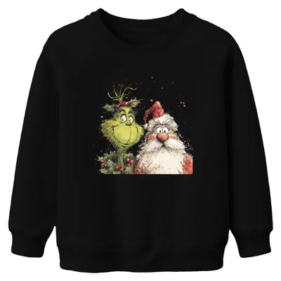 Produktbild von Grinch Weihnachtsmann lustig Weihnachten Geschenk Kinder Sweatshirt Pullover, Schwarz, 140