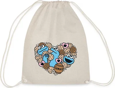 Produktbild von Spreadshirt Sesamstraße Herz Mit Krümelmonster Turnbeutel, One size, Natur