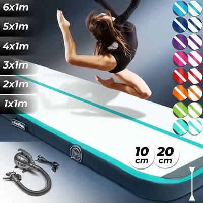 Produktbild von AIRTRACK Matte Tumbling Matte mit Pumpe PVC Tumblingmatte Gymnastikmatte Turnmatte Farbe: Mintgrün Maße: 300*100x20cm