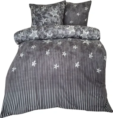 A bedding set with a star and stripe pattern.