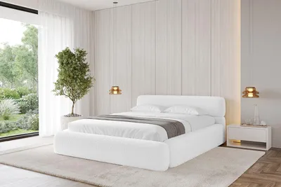 Produktbild von ALTDECOR Polsterbett mit Bettkasten -  ENORA-v1 - 180x200 Weiß - Bett mit Matratze H3/H4, Kopfteil, Boxbett, Doppelbett mit Stauraum