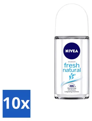 Immagine prodotto di 10 deodoranti roll-on NIVEA Fresh Natural - 50 ml - Confezione - 10 pezzi