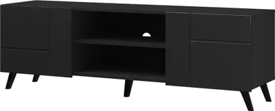 Produktbild von Fernsehschrank Diverse DV2 Sideboard 160x62x42 cm Gefräste Front 2 Türen Tv-Lowboard Schwarz/Schwarz/Muster 1