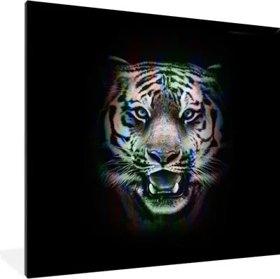 Produktbild von MuchoWow® MuchoWow® Gerahmtes Poster Tiger - Farben - Tier 40x40 cm - Poster mit zchwarzem Bilderrahmen - Mit Rahmen - Wanddekoration Schlafzimmer