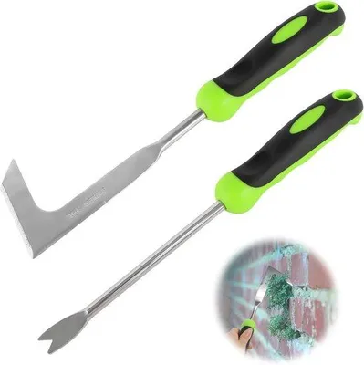 Image de Grattoir à désherber avec manche, en deux parties, pour éliminer les mauvaises herbes et la mousse, nettoyeur de joints