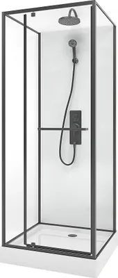 Produktbild von Duschkabine - beidseitige Montage - Höhe anpassbar - Schwarz matt - 80 x 80 x 213/232 cm - SAVITO