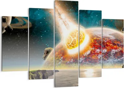 Produktbild von Bild auf Leinwand - Leinwandbild - Raum Erde Planet Komet - 150x100cm - Wand Bild - Wanddeko - Leinwanddruck - Bilder - Kunstdruck - Wanddekoration - Leinwand bilder - Wandkunst - EA150x100-2318