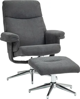 Produktbild von Relaxsessel mit Hocker, verstellbare Rückenlehne, Samtoptik, bis 150 kg, Anthrazit