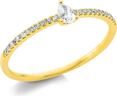 Produktbild von Ring Tropfen aus 750 Gold Gelbgold 25 Diamanten 0,19ct B:2,8mm Innenumfang 54mm  Ø17.2mm