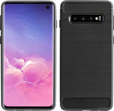 Produktbild von Silikon Hülle Carbon kompatibel mit SAMSUNG GALAXY S10 (G973F) TPU Case Soft Handyhülle Cover Schutzhülle Schwarz