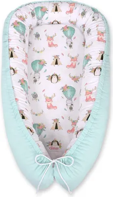 Obrázok produktu pre Detské hniezdo, kokón, dvojvrstvové a obojstranné - Bezpečnosť pre deti - Bono Foxes Beige/Mint