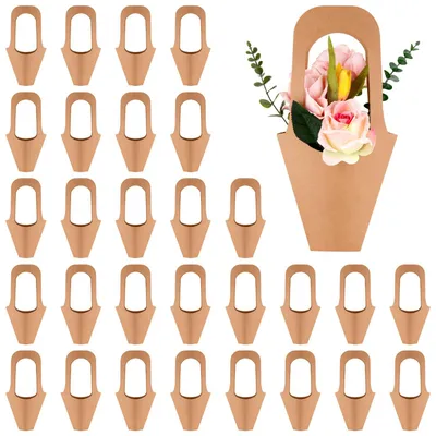 Blumengeschenktüten aus Kraftpapier, 30 Stück, 35x19x7,5 cm, Braun