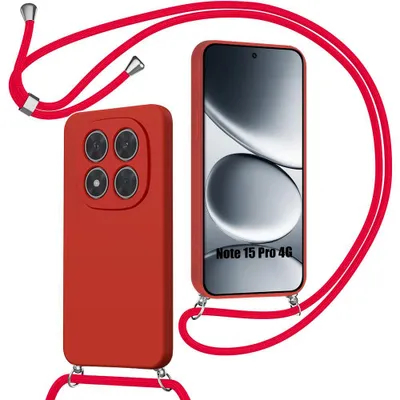 Image de Coque pour Xiaomi Redmi Note 15 Pro 4G, Protection Anti-Rayure Silicone avec Cordon Rouge