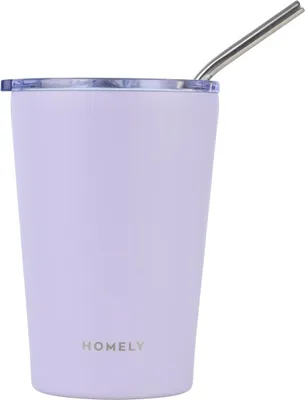 Produktbild von ESTIA | Thermobecher - Isolierbecher - 400 ml - Becher mit Strohhalm - lila - Kaffeebecher - aus Edelstahl
