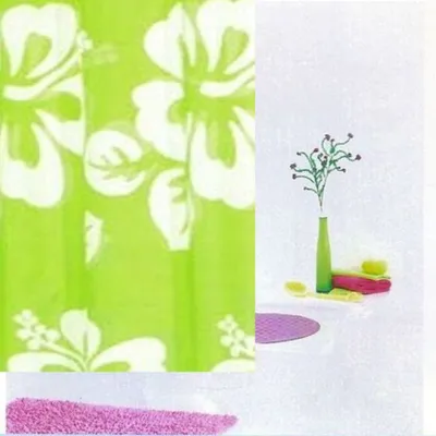 Produktbild von Duschvorhang 180x200 Badvorhang Duschabtrennung Duschgardine Duschvorhangschirm Blumen Grün