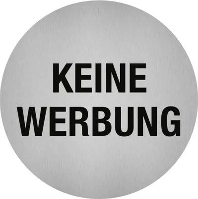 Produktbild von Dreifke® Aufkleber - Piktogramm Keine Werbung, Edelstahl, selbstklebend, Ø 50 mm