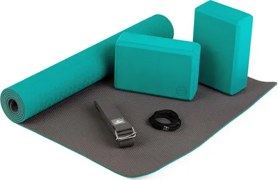Produktbild von Yoga Set FLOW Yogamatte mit Block & Gurt petrol