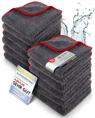 Produktbild von Glart 443TP4 Mikrofasertücher 12er, 40x40 cm, 600 GSM, Auto-Poliertücher