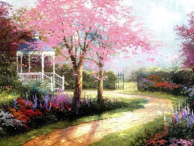 Produktbild von DIY Ölgemälde Malen nach Zahlen Erwachsene Kinder, Fantasy Pink Kirschblüte Baum Trail Zahlenmalerei ab 5 Öl Wandkunst (Pink, ohne Rahmen)