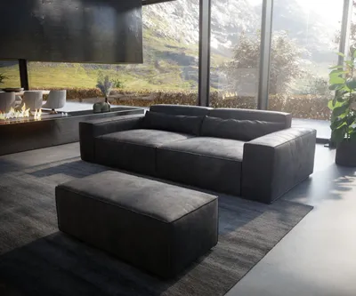 Produktbild von DELIFE Big-Sofa Sirpio XL 270x130 cm Mikrofaser Vintage Anthrazit mit Hocker
