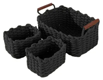 Immagine prodotto di Omgoods - Set di 3 cesti decorativi in cotone