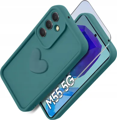 Immagine prodotto di Custodia per Samsung M55 5G in silicone OPACO cuore + Vetro protettivo per schermo 9H