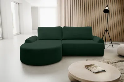 Produktbild von VENASI DREAM Links Ecksofa CORD mit Schlaffunktion und Bettkasten Eckcouch Sofa L Form Schlafsofa GRÜN