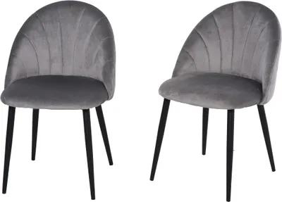 Produktbild von Esszimmerstuehle 2er Set 52x54x79cm Grau Essstuhl Skandi Design Polsterstuhl Samt Metall Lehnstuhl