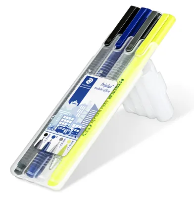 Produktbild von STAEDTLER triplus Set "Mobile Office" 4-teilige Box mit Fineliner, Kugeschreiber, Bleistift und Textmarker